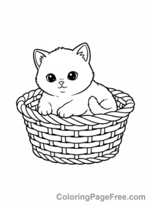 Kitten coloring page - Kitten basket cozy