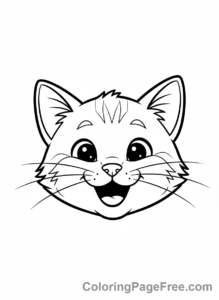 Kitten coloring page - Kitten face happy