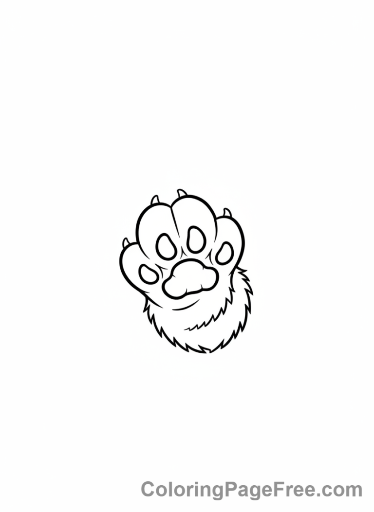 Kitten coloring page - Kitten paw reaching