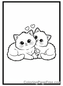 Kitten coloring page - Two kittens cuddling
