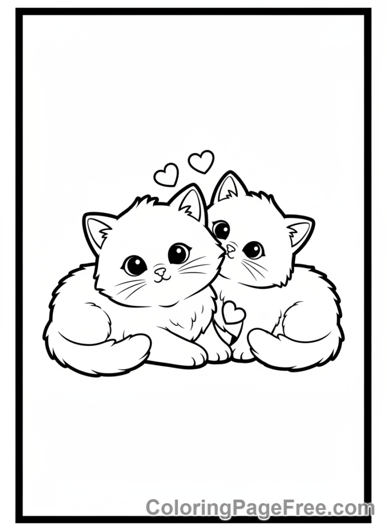 Kitten coloring page - Two kittens cuddling