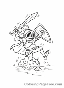Knight coloring page - Funny Knight Tripping