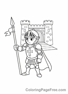Knight coloring page - Knight Guarding Castle