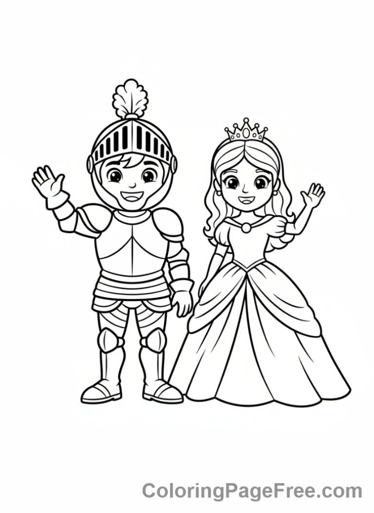 Knight coloring page - Knight Princess Friends