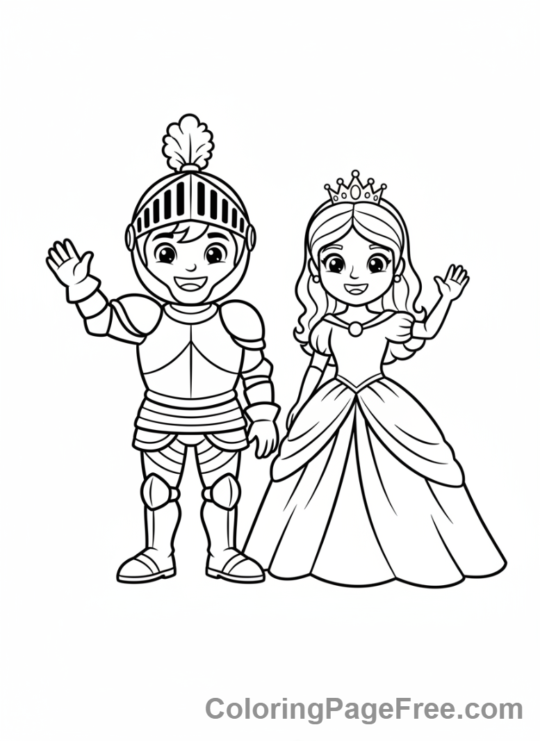 Knight coloring page - Knight Princess Friends