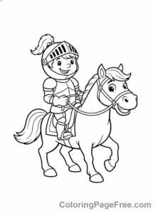Knight coloring page - Knight Riding Horse