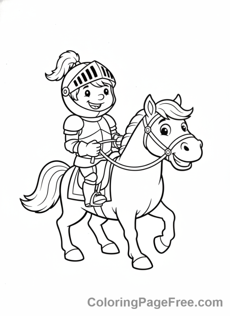 Knight coloring page - Knight Riding Horse