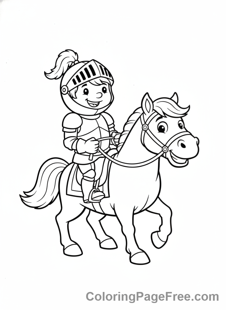 Knight coloring page - Knight Riding Horse