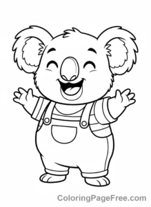 Koala coloring page - Happy cartoon koala
