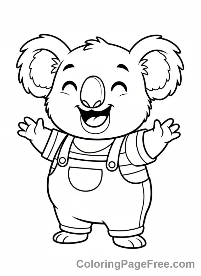 Koala coloring page - Happy cartoon koala