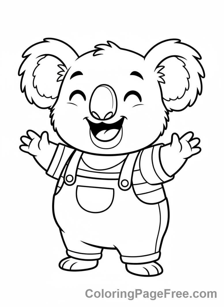 Koala coloring page - Happy cartoon koala