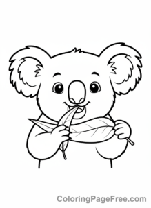 Koala coloring page - Koala face eating