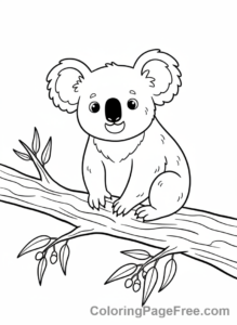 Koala coloring page - Koala on branch