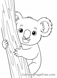 Koala coloring page - Koala peeking curious