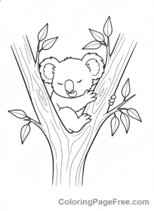 Koala coloring page - Koala sleeping peaceful