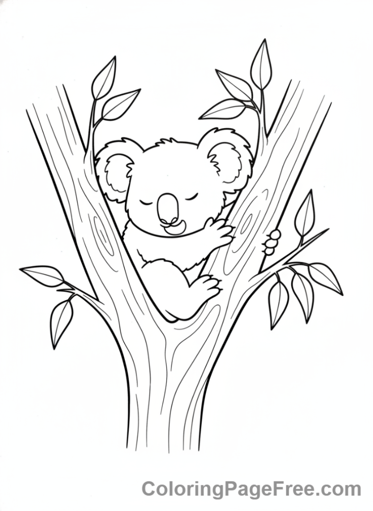 Koala coloring page - Koala sleeping peaceful