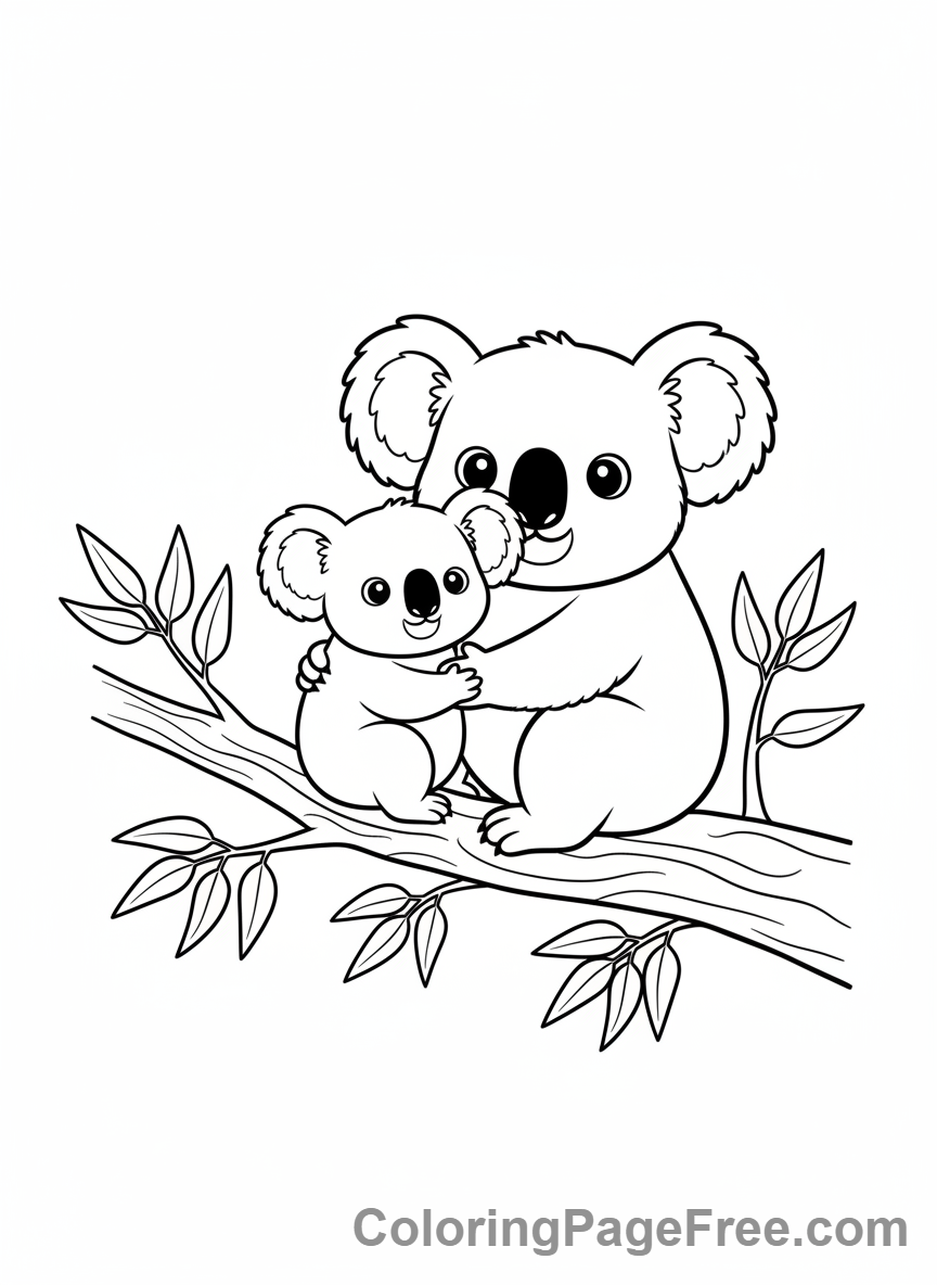 Koala coloring page - Two koalas together