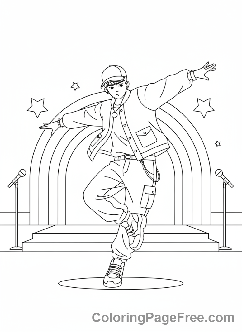 Kpop Boy coloring page - Kpop boy dancing