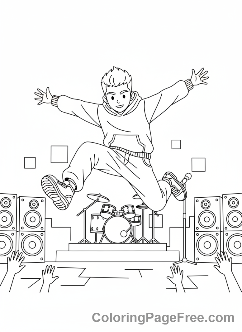 Kpop Boy coloring page - Kpop boy jumping