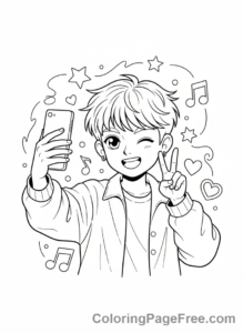 Kpop Boy coloring page - Kpop boy selfie