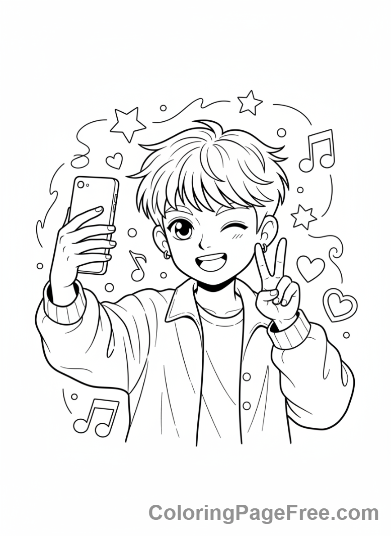 Kpop Boy coloring page - Kpop boy selfie