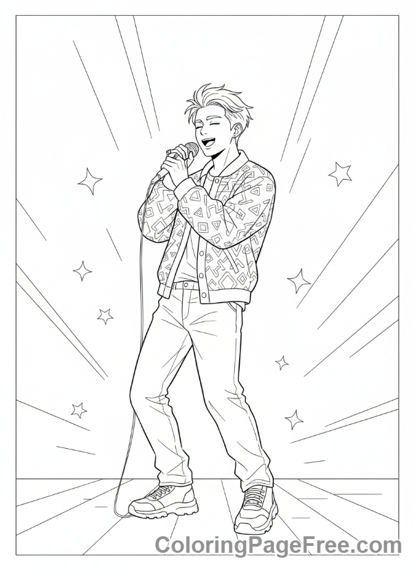 Kpop Boy coloring page - Kpop boy singing