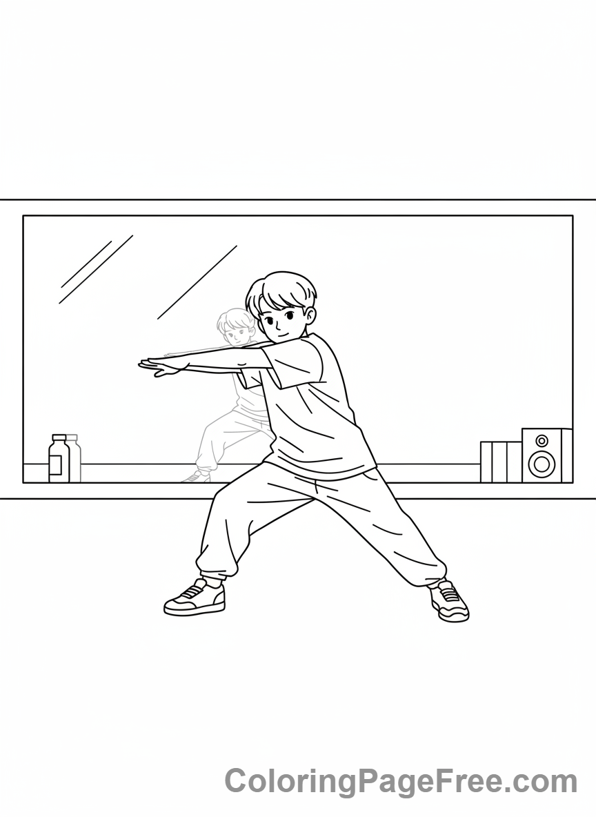 Kpop Boy coloring page - Kpop boy stretching