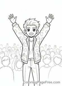 Kpop Boy coloring page - Kpop boy waving