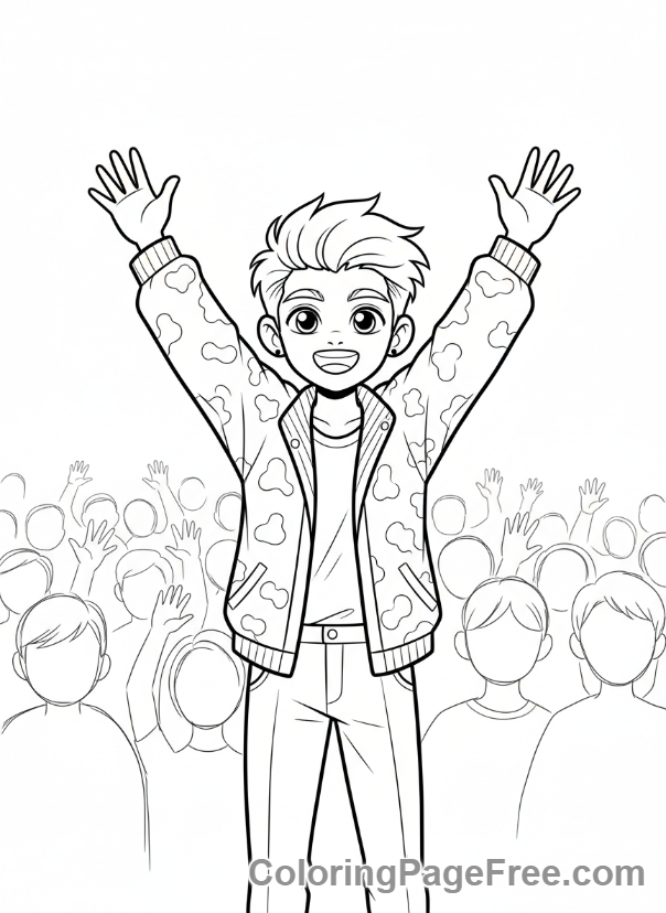 Kpop Boy coloring page - Kpop boy waving