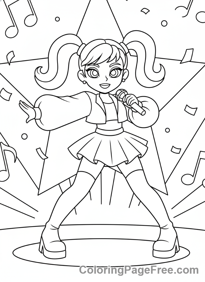 Kpop Girl coloring page - Kpop girl dancing