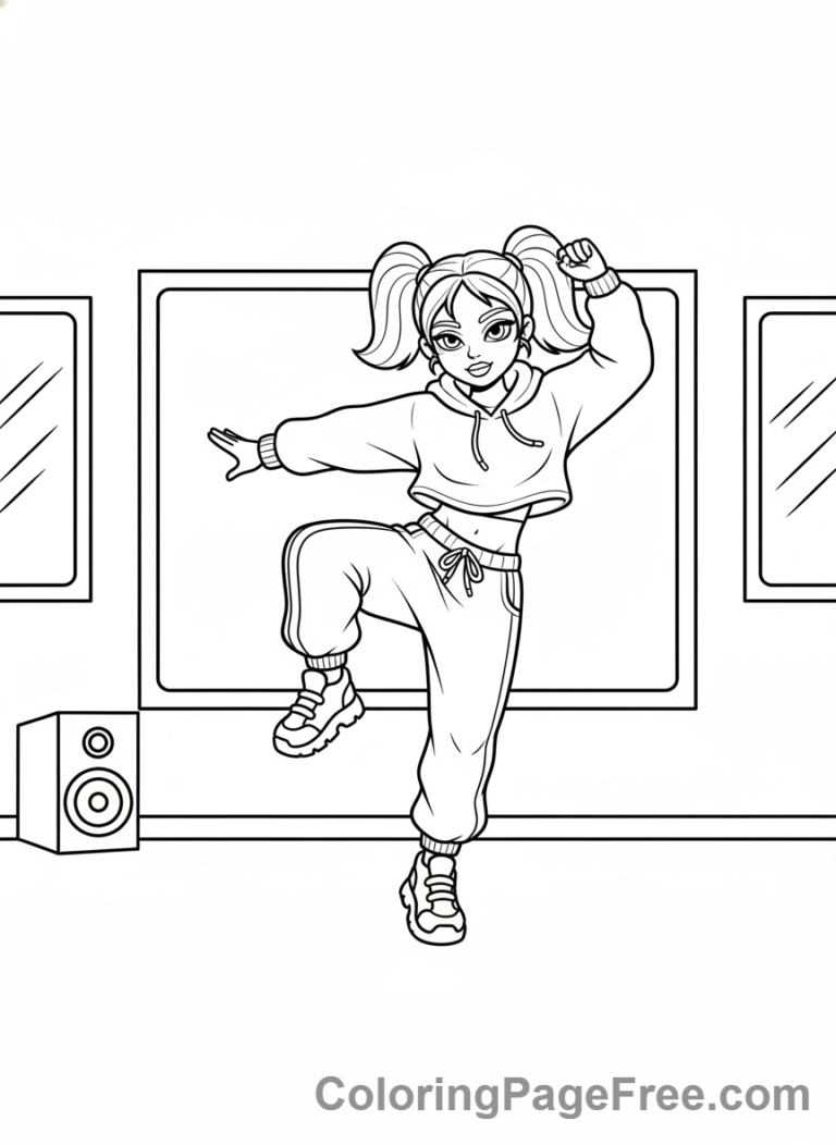 Kpop Girl coloring page - Kpop girl practicing