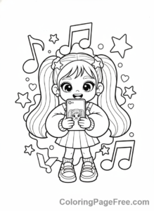 Kpop Girl coloring page - Kpop girl selfie