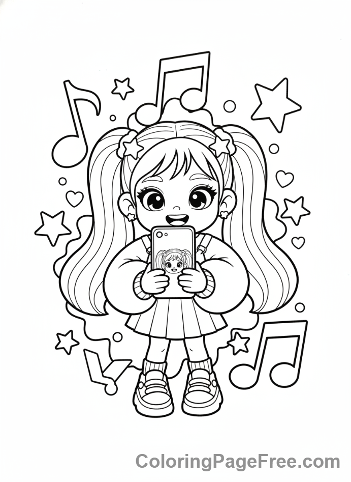 Kpop Girl coloring page - Kpop girl selfie