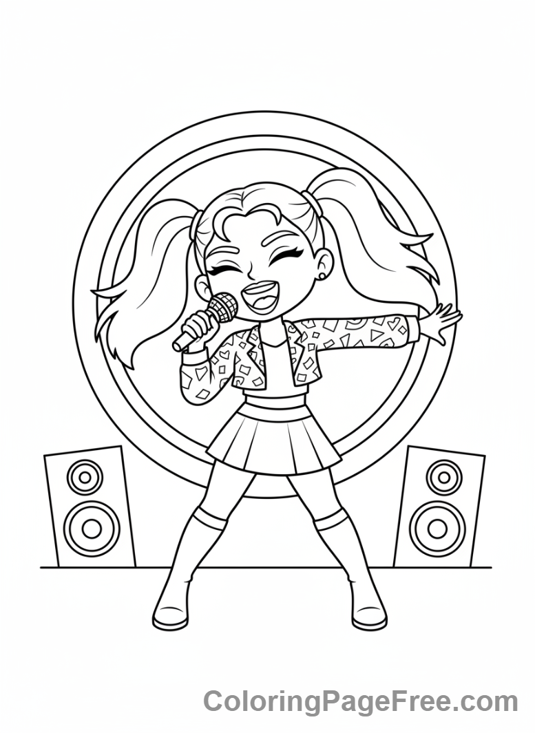 Kpop Girl coloring page - Kpop girl singing