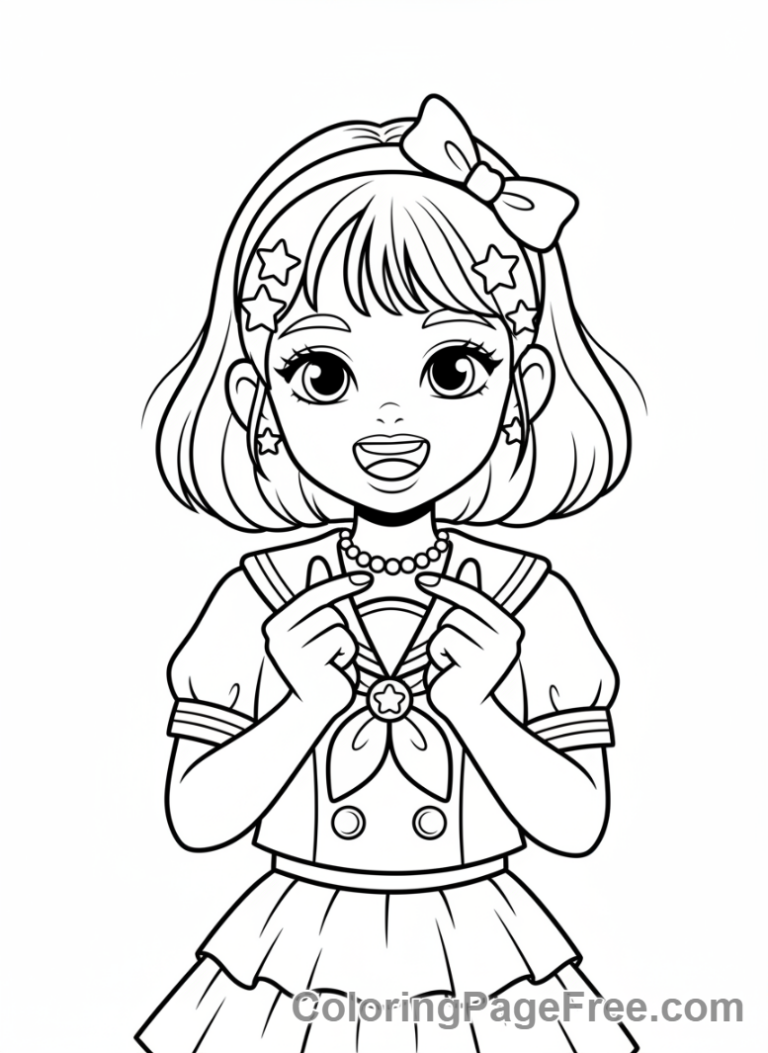 Kpop Girl coloring page - Kpop girl smiling