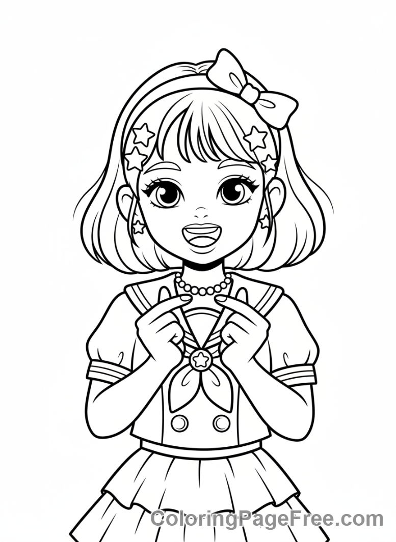 Kpop Girl coloring page - Kpop girl smiling