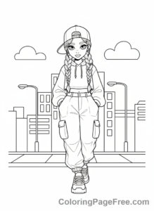 Kpop Girl coloring page - Kpop girl walking