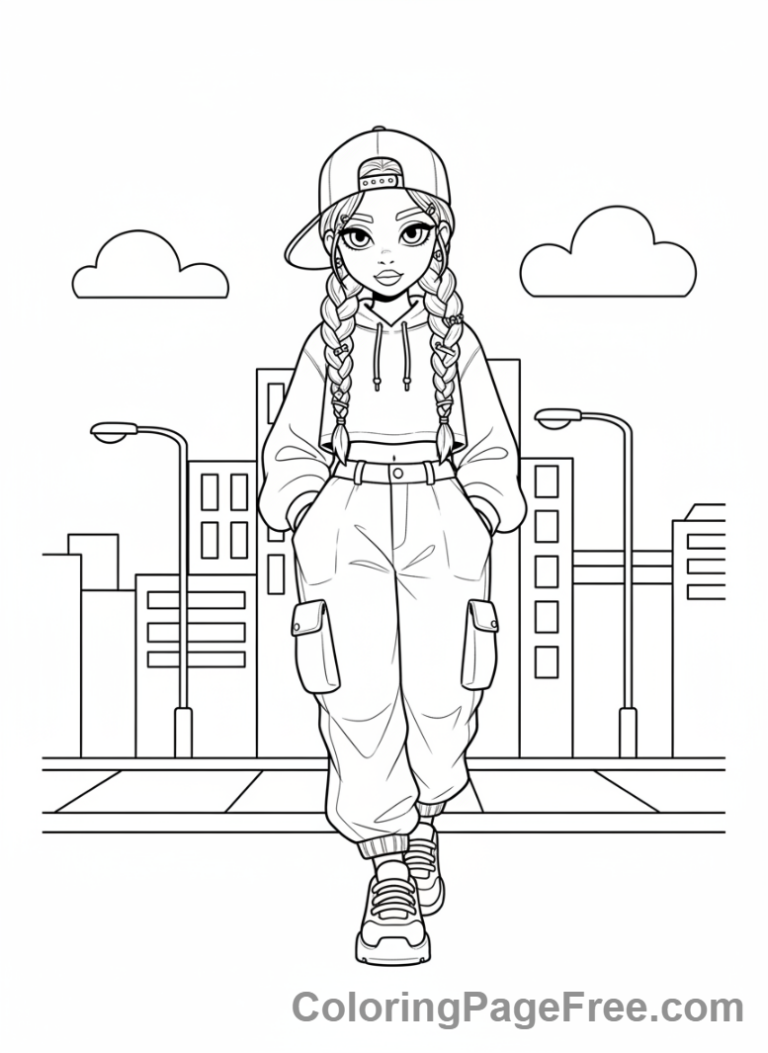 Kpop Girl coloring page - Kpop girl walking