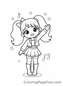 Kpop Girl coloring page - Kpop girl waving