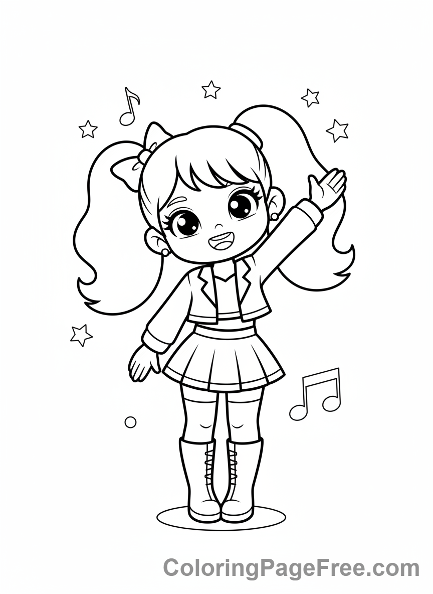 Kpop Girl coloring page - Kpop girl waving