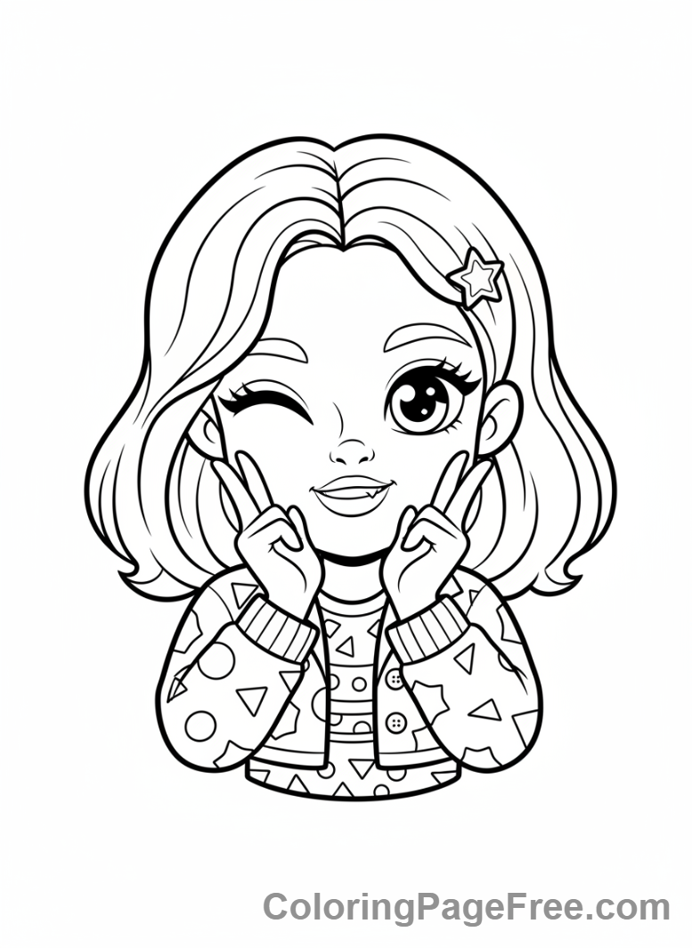 Kpop Girl coloring page - Kpop girl winking