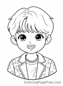Kpop coloring page - Idol close-up smiling