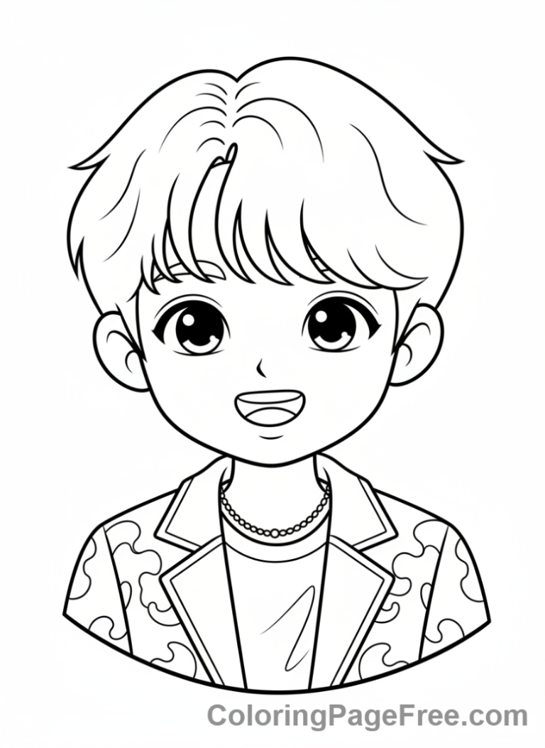 Kpop coloring page - Idol close-up smiling
