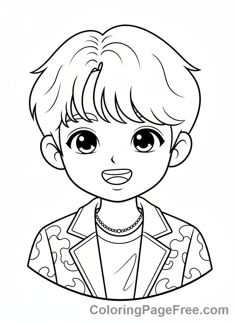 Kpop coloring page - Idol close-up smiling