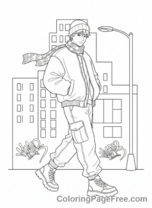 Kpop coloring page - Idol cool walk