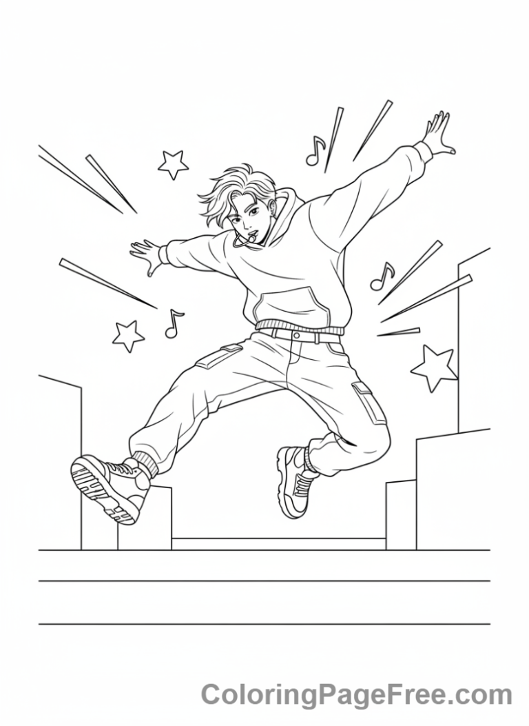 Kpop coloring page - Idol dance jump