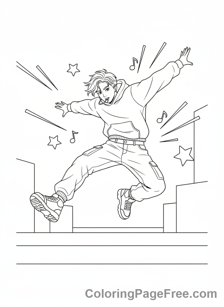 Kpop coloring page - Idol dance jump