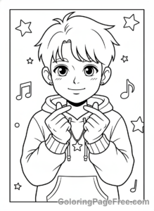 Kpop coloring page - Idol finger heart