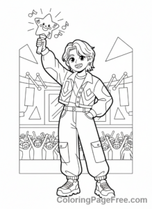 Kpop coloring page - Idol lightstick fun