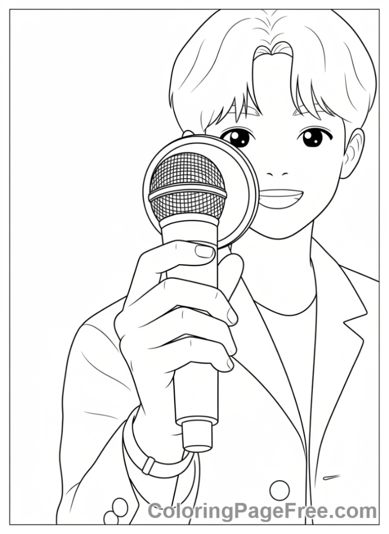Kpop coloring page - Idol mic close-up